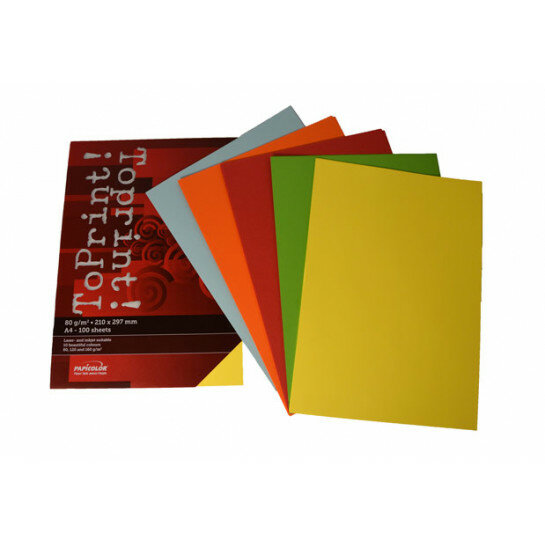 (No. 7128385) 5x50 felle kleuren papier ToPrint 80gr 210x297mm-A4 Assorti(FSC Mix Credit) - UITLOPEND-
