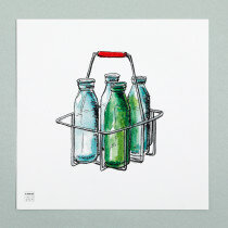 (Art.no. 910013) Poster 'Grocery' Milkbottles Design Karlijn van de Wier